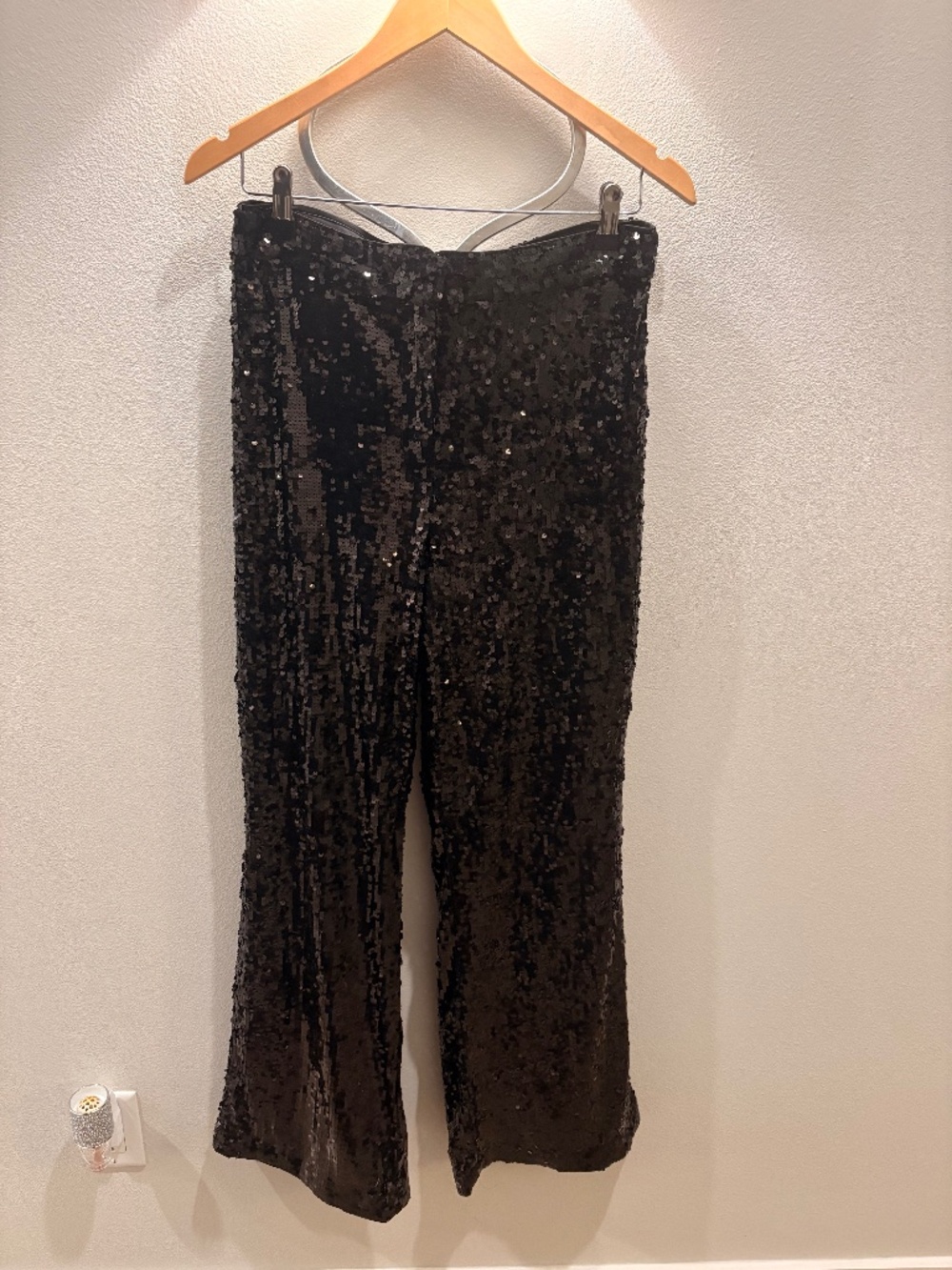 H&M Black Sequin Flare Pants